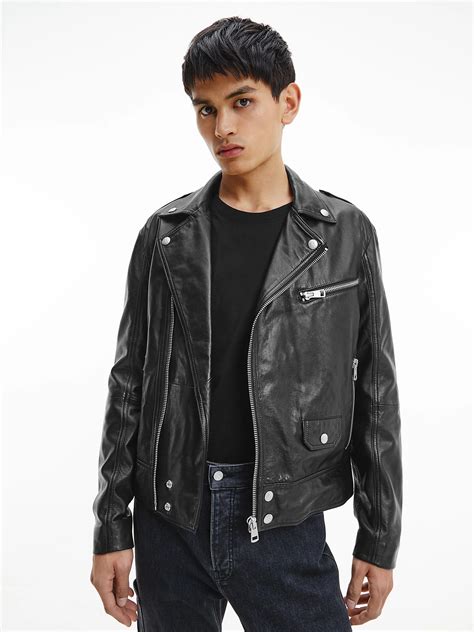 calvin klein leather biker jacket|calvin klein leather jacket sale.